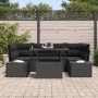 Conjunto de Sofá de Jardín de 7 Piezas con Cojines de Ratán Poliéster Negro de , Sofás de exterior - Ref: Foro24-3349119, Pre...
