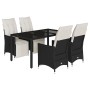 Set de muebles jardín 5 pzas con cojines ratán sintético negro en Conjuntos de jardín | Comprar online en Foru.es