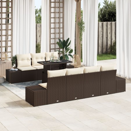 Juego de Sofá de Jardín de 8 Piezas con Cojines Marrón Poliratán de , Sofás de exterior - Ref: Foro24-3349124, Precio: 654,53...