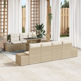 Conjunto de sofá de jardín de 8 piezas con cojines Beige Ratán sintético de , Sofás de exterior - Ref: Foro24-3349127, Precio...