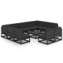 Set de muebles de jardín 12 pzas con cojines madera pino negro de vidaXL, Conjuntos de jardín - Ref: Foro24-3077233, Precio: ...