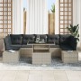 Juego de Sofá de Jardín de 8 Piezas con Cojines Gris Claro Ratán Sintético de , Sofás de exterior - Ref: Foro24-3349138, Prec...