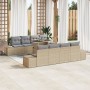 Conjunto de Sofá de Jardín de 9 Piezas con Cojines Beige de Ratán Poliéster de , Sofás de exterior - Ref: Foro24-3349146, Pre...