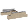 Conjunto de Sofá de Jardín de 9 Piezas con Cojines Beige de Ratán Poliéster de , Sofás de exterior - Ref: Foro24-3349146, Pre...