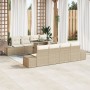 Conjunto de sofá de jardín de 9 piezas con cojines Beige Ratán Poli de , Sofás de exterior - Ref: Foro24-3349147, Precio: 707...