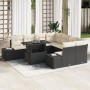 Conjunto de Sofá de Jardín de 9 Piezas con Cojines de Ratán Poliéster Negro de , Sofás de exterior - Ref: Foro24-3349153, Pre...