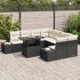 Conjunto de Sofá de Jardín de 9 Piezas con Cojines de Ratán Poliéster Negro de , Sofás de exterior - Ref: Foro24-3349153, Pre...