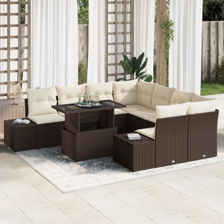 Juego de sofá de jardín de 9 piezas con cojines Marrón Poliratán de , Sofás de exterior - Ref: Foro24-3349154, Precio: 677,88...