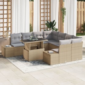 Conjunto de Sofá de Jardín de 9 Piezas con Cojines Beige Poliratán de , Sofás de exterior - Ref: Foro24-3349156, Precio: 624,...