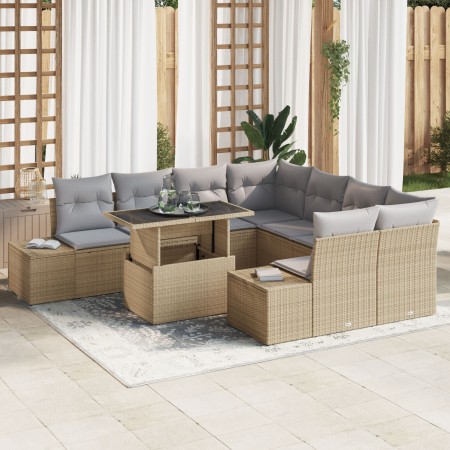 Conjunto de Sofá de Jardín de 9 Piezas con Cojines Beige Poliratán de , Sofás de exterior - Ref: Foro24-3349156, Precio: 624,...