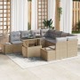 Conjunto de Sofá de Jardín de 9 Piezas con Cojines Beige Poliratán de , Sofás de exterior - Ref: Foro24-3349156, Precio: 624,...