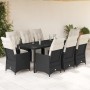 Set de comedor de jardín 9 pzas y cojines ratán sintético negro en Conjuntos de jardín | Comprar online en Foru.es