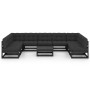 Set de muebles de jardín 10 pzas con cojines madera pino negro de vidaXL, Conjuntos de jardín - Ref: Foro24-3077203, Precio: ...