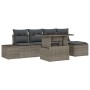 Conjunto de Sofá de Jardín de 6 Piezas con Cojines Gris de Ratán Poliéster de , Sofás de exterior - Ref: Foro24-3349165, Prec...