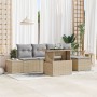Conjunto sofá jardín 6 piezas con cojines Beige Poliratán de , Sofás de exterior - Ref: Foro24-3349166, Precio: 430,93 €, Des...