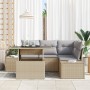 Conjunto de Sofá de Jardín de 5 Piezas con Cojines Beige de Poliratán de , Sofás de exterior - Ref: Foro24-3349176, Precio: 4...