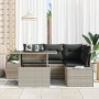 Conjunto de 5 piezas de sofá de jardín con cojines gris claro de poliratán de , Sofás de exterior - Ref: Foro24-3349178, Prec...