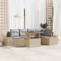 Conjunto de Sofás de Jardín de 6 Piezas con Cojines Beige de Poliratán de , Sofás de exterior - Ref: Foro24-3349186, Precio: ...