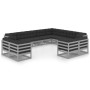 Set de muebles de jardín 12 pzas con cojines madera pino gris de vidaXL, Conjuntos de jardín - Ref: Foro24-3077006, Precio: 1...