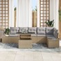 Conjunto de Sofá de Jardín de 7 Piezas con Cojines de Ratán Poliéster Beige de , Sofás de exterior - Ref: Foro24-3349196, Pre...