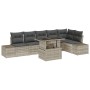 Juego de Sofás de Jardín de 7 Piezas con Cojines Gris Claro de Poliratán de , Sofás de exterior - Ref: Foro24-3349198, Precio...