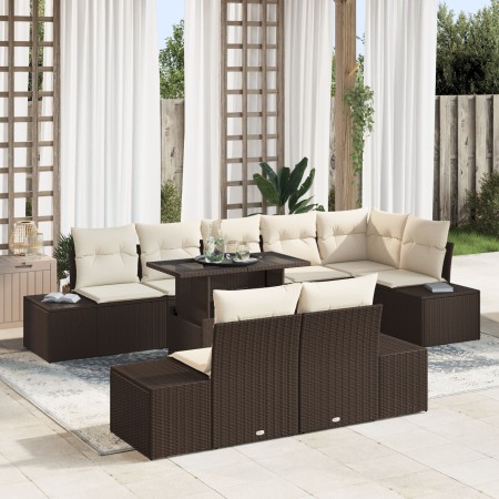 Conjunto de Sofá de Jardín Set de 9 Marrón Ratán de , Sofás de exterior - Ref: Foro24-3349204, Precio: 734,16 €, Descuento: %