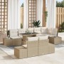 Juego de Sofás de Jardín Conjunto de 9 Beige Ratán, Poliéster de , Sofás de exterior - Ref: Foro24-3349207, Precio: 724,91 €,...