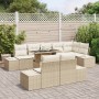 Juego de Sofás de Jardín Conjunto de 9 Beige Ratán, Poliéster de , Sofás de exterior - Ref: Foro24-3349207, Precio: 724,91 €,...