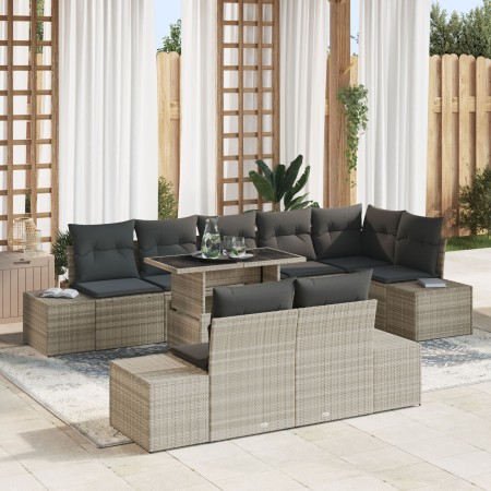Conjunto de sofá de jardín 9 piezas Gris con cojines negros de , Sofás de exterior - Ref: Foro24-3349208, Precio: 747,93 €, D...