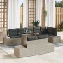 Conjunto de sofá de jardín 9 piezas Gris con cojines negros de , Sofás de exterior - Ref: Foro24-3349208, Precio: 747,93 €, D...
