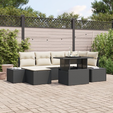 Conjunto de Sofá de Jardín Conjunto de 7 Beige, Negro de , Sofás de exterior - Ref: Foro24-3349213, Precio: 486,61 €, Descuen...