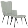 Sillón de relax con taburete de terciopelo gris claro en Sillones | Comprar online en Foru.es