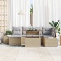Juego de Sofá de Jardín Set de 7 Beige Ratán de , Sofás de exterior - Ref: Foro24-3349216, Precio: 509,01 €, Descuento: %