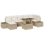 Set de Sofá de Jardín Set de 8 Beige Ratán, Poliéster, Vidrio de , Sofás de exterior - Ref: Foro24-3349227, Precio: 573,78 €,...