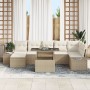Set de Sofá de Jardín Set de 8 Beige Ratán, Poliéster, Vidrio de , Sofás de exterior - Ref: Foro24-3349227, Precio: 573,78 €,...