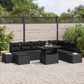 Conjunto de Sofás de Jardín Set de 9 Negro de , Sofás de exterior - Ref: Foro24-3349239, Precio: 625,63 €, Descuento: %