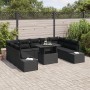 Conjunto de Sofás de Jardín 10 Piezas Negro Ratán, Tela de , Sofás de exterior - Ref: Foro24-3349249, Precio: 693,37 €, Descu...