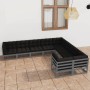 Set de muebles de jardín 9 pzas con cojines madera pino gris de vidaXL, Conjuntos de jardín - Ref: Foro24-3077036, Precio: 87...