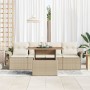 Juego de Sofá de Jardín de 5 Piezas con Cojines Beige Ratán Polivalente Acacia de , Sofás de exterior - Ref: Foro24-3349266, ...