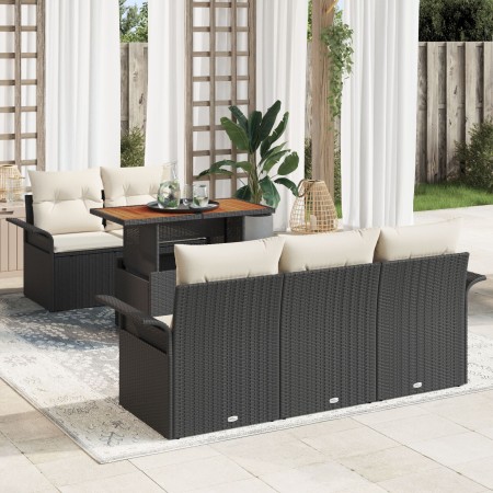 Set de Sofá de Jardín de 6 Piezas con Cojines de Ratán de Polietileno Acacia de , Sofás de exterior - Ref: Foro24-3349270, Pr...