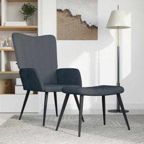 Sillón de relax con taburete terciopelo gris oscuro en Sillones | Comprar online en Foru.es