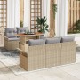 Conjunto de Sofás de Jardín de 6 Piezas con Cojines Beige Poliratán Acacia de , Sofás de exterior - Ref: Foro24-3349272, Prec...