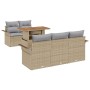 Conjunto de Sofás de Jardín de 6 Piezas con Cojines Beige Poliratán Acacia de , Sofás de exterior - Ref: Foro24-3349272, Prec...