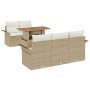Juego de Sofá de Jardín de 6 Piezas con Cojines Beige de Ratán de Polietileno y Acacia de , Sofás de exterior - Ref: Foro24-3...