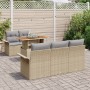 Conjunto de Sofás de Jardín de 6 Piezas con Cojines Beige Poliratán Acacia de , Sofás de exterior - Ref: Foro24-3349272, Prec...
