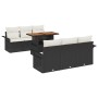 Juego de Sofá de Jardín de 7 piezas con cojines Negro Polirratán Acacia de , Sofás de exterior - Ref: Foro24-3349277, Precio:...