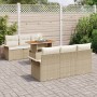 Conjunto de Sofá de Jardín de 7 Piezas con Cojines Beige Ratán Poliéster Acacia de , Sofás de exterior - Ref: Foro24-3349280,...