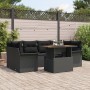 Conjunto de Sofás de Jardín de 7 Piezas con Cojines de Ratán Poliéster Negro de , Sofás de exterior - Ref: Foro24-3349288, Pr...