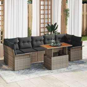 Sofás de Jardín de 8 Piezas con Cojines Gris Poliratán Acacia de , Sofás de exterior - Ref: Foro24-3349299, Precio: 554,79 €,...