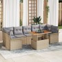 Juego de Sofá de Jardín de 8 Piezas con Cojines Beige Ratán Acacia de , Sofás de exterior - Ref: Foro24-3349300, Precio: 585,...